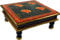 GURU SHOP Bemalter Kleiner Tisch, Minitisch, Blumenbank - Seerose Grün/rot, 16x38x38 cm, Kaffeetische & Bodentische
