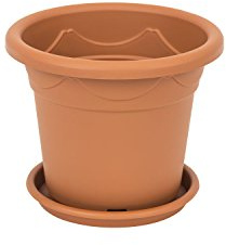 Brown CLEMATIS 15 cm diameter planter + saucer, 2 colours and 9 sizes