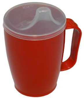 Dr. Junghans Medical 29114 Einnehmebecher mit Griff, rot, Deckel 12 mm