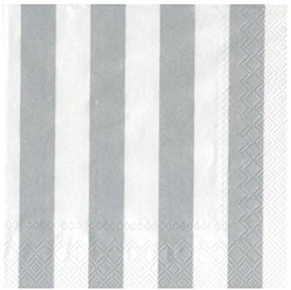 Ideal Home Range Papierservietten, 3-lagig, gestreift, Weiß/Silber, 20 Stück