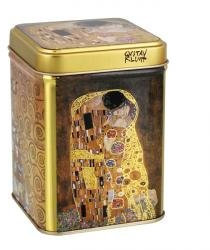B&D 'Klimt Kuss' 100g quadratische Plastikbox mit Flip-Top Verschluss, Gold, 98 x 65 x 65 mm, Lebensmittelaufbewahrungsbehälter