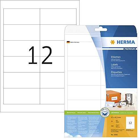 300 HERMA 5056 Etiketten / weiß / 97,0 x 42,3 mm
