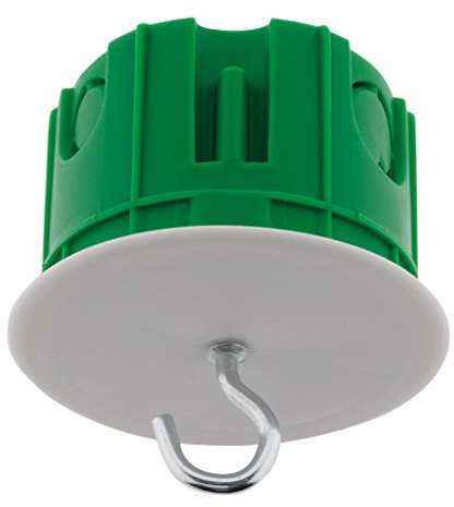 Zenitech - Boîte d'encastrement Luminaire Plafond - Modèle Avec Crochet - Matériau Résistant Feu 850° - Charge Max 25kg, Sécurité/Stabilité - Ø67mm x Prof. 50mm - Perçage Ø67mm - Vert