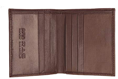 RAS WALLETS Personalised RFID Blocking Leather Wallet, Bifold Design, 8 Card Slots, Slim Profile, Engraved Name (Brown)