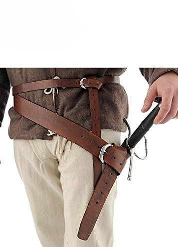 Schwertgürtel aus Leder Schwerthalter Braun für Rechtshänder von Hanwei ®