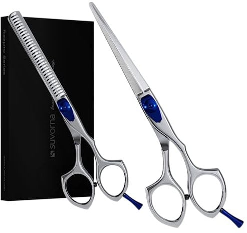 Suvorna 6 zoll haarschneideschere set - haarschere friseurschere - hair cutting scissors - friseur schere, barber scissors - Ausdünnen Schere. Exklusiv für Damen/Herren, Salongebrauch (2-teilige)