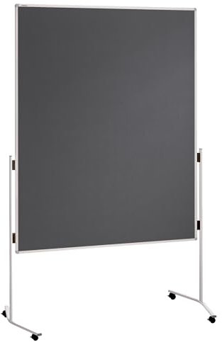 FRANKEN Moderationstafel ECO, doppelseitig, pinnbar, 120 x 150 cm, grau/Filz, einteilig, Pinnwand mit Standbeinen und Rollen, ECO-UMTF12R