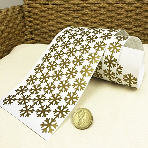 i.LifeUK 144 Snowflake Vinyl Christmas Sticker 20mm Colour Self Adhesive Peel&Stick -Gold