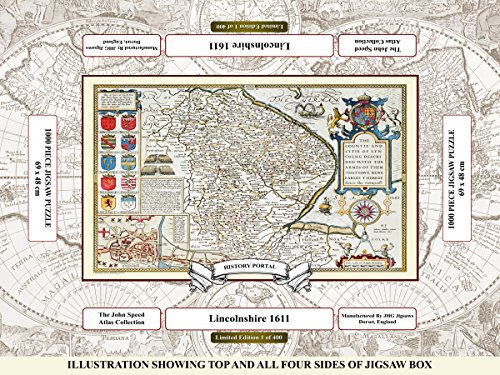 History Portal Limited Edition 1000 Piece Jigsaw Puzzle - Map of Lincolnshire 1611 by John Speed