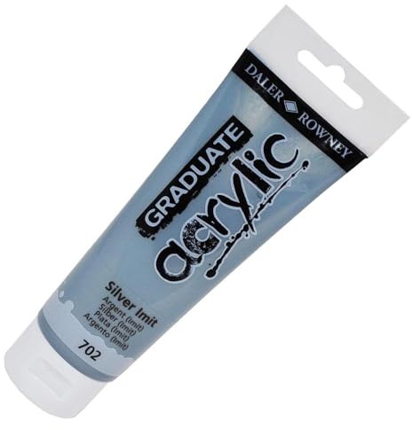 Daler Rowney Graduate Acrylic Paint, Plastic Tube, 4oz - 120 ml, Silver Imitation