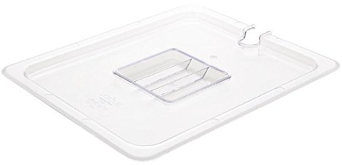 Vogue Polycarbonate Plastic 1/2 Gastronorm Lid Notched - Cover Lid for Containers U251 | Clear slide back lid reduces handling and allows easy access while preventing cross-contamination to keep food safe.
