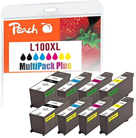 Peach L100 Spar Pack Druckerpatronen XL (BK, C, M, Y) ersetzt Lexmark No. 100XLBK*2/C/M/Y, 14N1092-95 für z.B. Lexmark Genesis S 810, Lexmark Genesis S 815, Lexmark Genesis S 816, Lexmark Pro 200