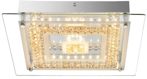GLOBO 15 Watt LED Decken Lampe Leuchte Chrom Glas Amber Kristalle 49353