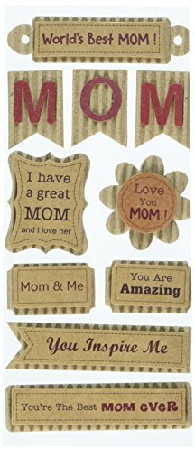 MultiCraft Kraft Paper Elements Stickers-Best Mom