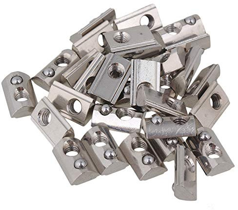 CNBTR T-Nut aus Carbonstahl halbrund, europäischer Standard, 30 Stück, Silber, silber, BHBUKALIAINH1430