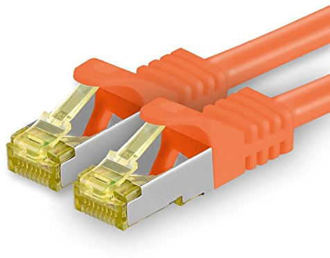 1aTTack.de CAT 7 LAN Kabel 10m 10Gbps Netzwerkkabel S/FTP (1 Stück Orange) | 1m 2m 3m 5m 7,5m 10m 15m 20m 25m 30m, RJ45 Hochgeschwindigkeit, geschirmtes Ethernet Kabel für Gaming, Modem, Router, PC
