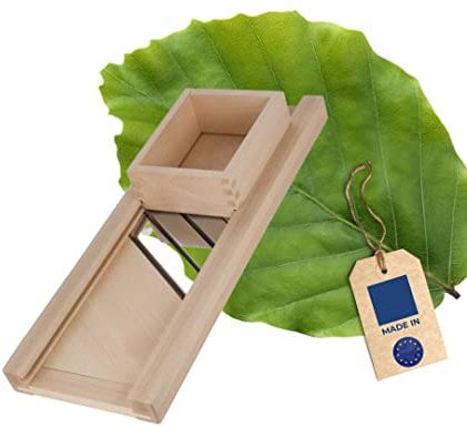 HOFMEISTER® Profi-Krauthobel Edelstahl-Klingen 80 cm - sicheres Schneiden von Weißkraut & Rotkraut dank beweglichem Schlitten, Gemüsehobel aus Buchen-Holz, Made in EU