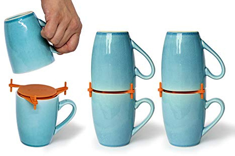 ELYPRO Coffee Mug Organizers and Storage, Kitchen Cabinet Shelf Organizer - Cupboard and Pantry Organization, Expandable Stackable Gadget for Tea Cup and Coffee Mugs, Save Space, Organize, 6pk