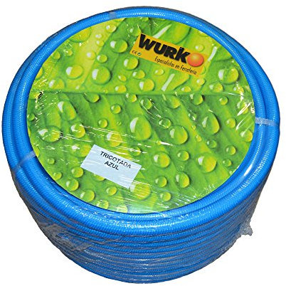 Wurko - Manguera Azul Tricotada con Accesorios 19 mm 17 Bar, Rollo 50 Metros