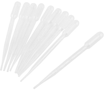 sourcingmap 10 Pcs Plastic Disposable Pipettes 1ml, Clear Graduated Transfer Pipettes, 140mm Length, Liquid Dropper for Ear Eye Essential Oils Alcohol Paint Lab