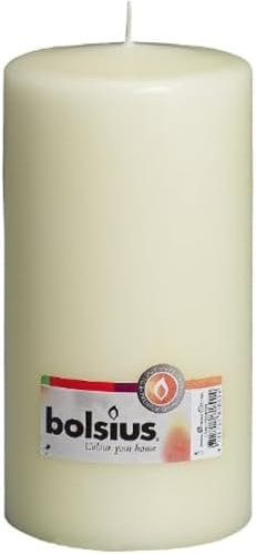 Bolsius Glatte Stumpenkerzen - Elfenbein - Set 8 Stück - Dekorative Haushaltkerzen - Länge Brenndauer 120 Stunden - Unparfümierte - Natürliches Pflanzenwachts - 20 x 10 cm