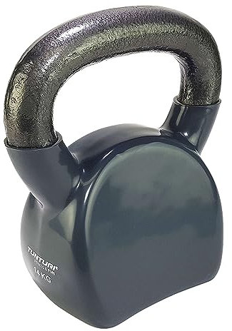 Tunturi Kugelhantel mit 14 kg in Gusseisen mit Vinyl, farbige Kettlebell