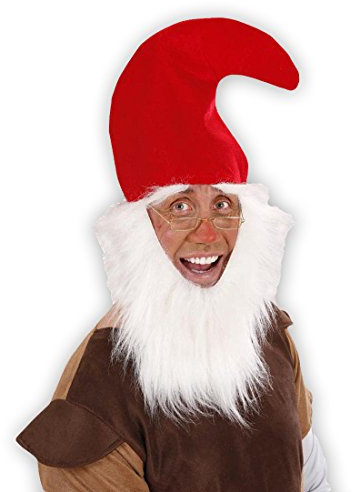 Amakando Zwergenmütze und Bart Roter Zwerg Mütze Zwergen Zipfelmütze Vollbart Wichtelmütze Weihnachten Gnom Hut Elfen Fantasy Mottoparty Accessoire Karneval Kostüm Zubehör