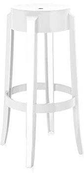 Kartell Charles Ghost, Hocker Large, H. 75 cm, Weiß, 2er-Satz