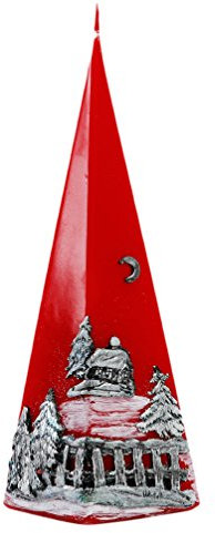 Kerze Deko Pyramide rot Winterpanorama 02693 Relief 230