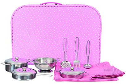 Egmont Toys Kinder-Topf- und Sieb-Set, Kinder-Kochset im Koffer, in pink, Maße: 38 x 26 x 8 cm