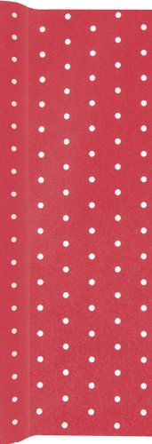 Tischläufer Rolle Weiße Punkte auf rot / Airlaid / Tischband für Party / Geburtstag / Hochzeit 40cm x 4,90m