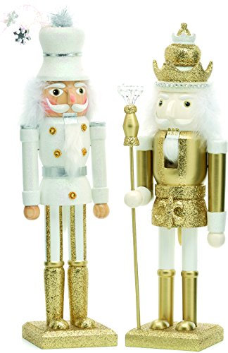 FestGIf Soldatino dello Schiaccianoci in Legno 38 cm Colore Oro o Bianco
