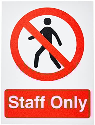 Seco Staff Only Sign, 150mm x 200mm - 1mm Semi Rigid Plastic, White