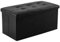 BARGAINS-GALORE Large Ottoman Faux Leather Bench Stool - Folding Seat, Footstool, Chest, Foldable | Storage Box With Seat Lids For Kids Toys, Bedroom, Hallway, Living Room (Double, Black)