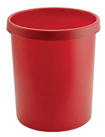 helit H6106125 - Papierkorb „the german“ 30 Liter, rot, mit umlaufendem Griffrand, aus Kunststoff, 1 Stück