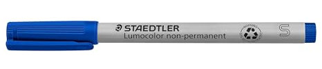 STAEDTLER Universalstift Lumocolor non-permanent, blau, feucht abwischbar, für fast alle Oberflächen, Linienbreite ca. 0,4 mm, 10 blaue Folienstifte im Kartonetui, 311-3