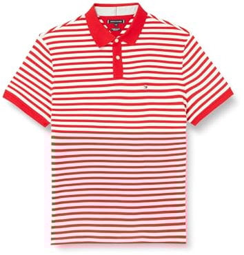 Tommy Hilfiger Herren Poloshirt Kurzarm 1985 Regular Polo Regular Fit, Mehrfarbig (Primary Red/White), S