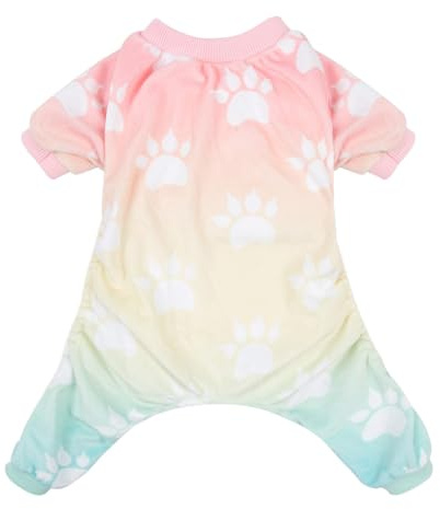 CuteBone Gradient Fußabdruck Hundepyjama für kleine, Mittelgroße Hunde, Weiches Material, Dehnbar Hunde-Strampler, Winterjacken und mäntel P09S-DE