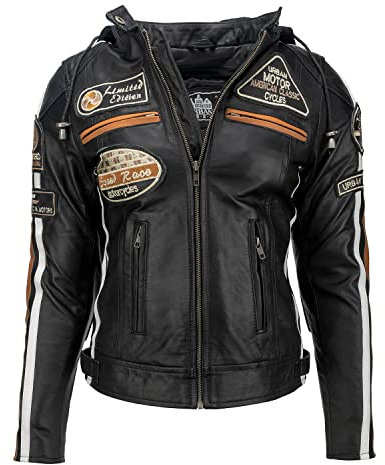 Urban Leather 58 Veste de Moto avec Protections - Femme - Noir - 5XL/52 UR-159