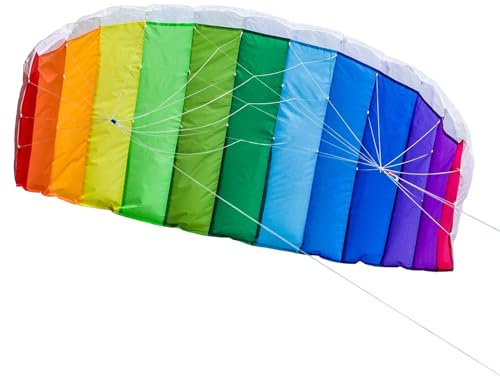 In the Breeze 2973 Rainbow 62 Sport Kite Dual Line Stunt Parafoil Includes Braided Kite Line and Bag