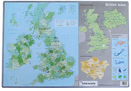 British Isles & Ireland Atlas Map Desk Mat Computer Mouse Pad 595 x 365mm