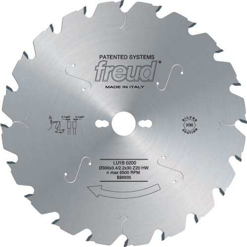 Freud LU1B01 250 mm 18 Zähne Hartmetallbestückte Klinge für Schreinerarbeiten, geeignet für Riss- und Kreuzschneiden
