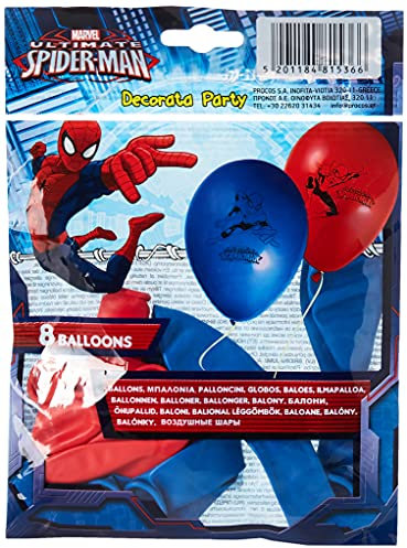 Procos 81536 - Latex-Ballons Spiderman Team Up, 8 Luftballons mit Motiv, Gast-Geschenk, Kinder-Geburtstag, Mottoparty, Karneval