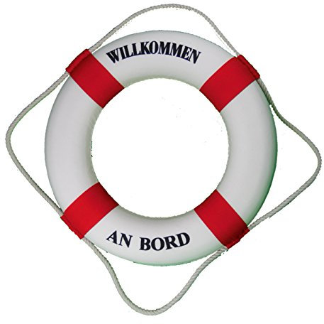 muschel-sammler-shop Deko Rettungsring rot/weiß Willkommen an Bord 35cm