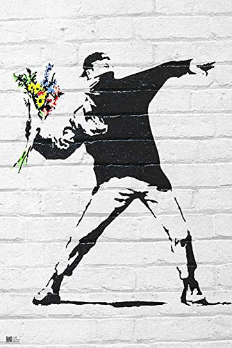 Banksy Poster Throwing Flowers (61cm x 91,5cm) + Geschenkverpackung. Verschenkfertig!