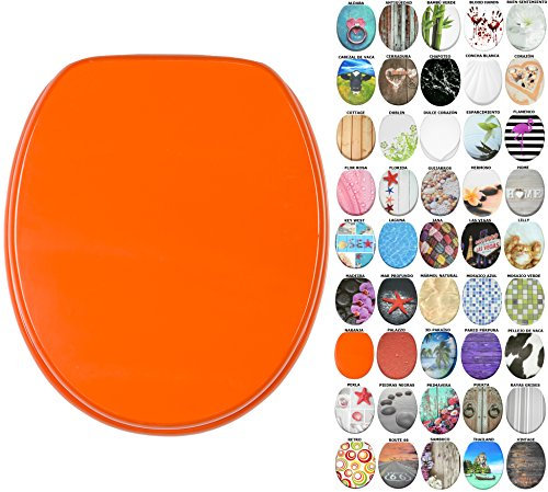 Sanilo Tapa de inodoro con cierre suave, gran selección de atractivos asientos para WC y duradera de madera (Naranja)