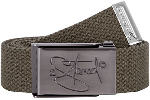 2Stoned Koppelgürtel Stoffgürtel Olive, matte Schnalle Classic, 3 cm breit für Damen und Herren