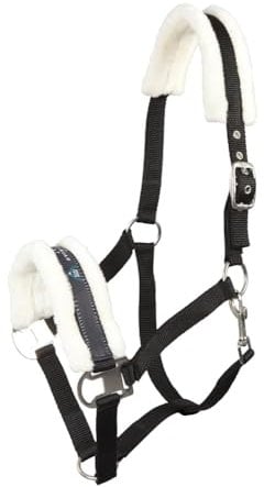 Pfiff 101515 Halfter mit Kunstfell unterlegt, Pferdehalfter Pony Full Cob