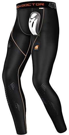 ShockDoctor Herren Tiefschutz Kompressions-Hockey-Pant mit Bioflex Cup, Black, S