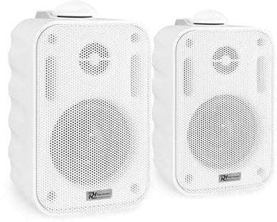2x White Weatherproof 100V Line Speakers 120W